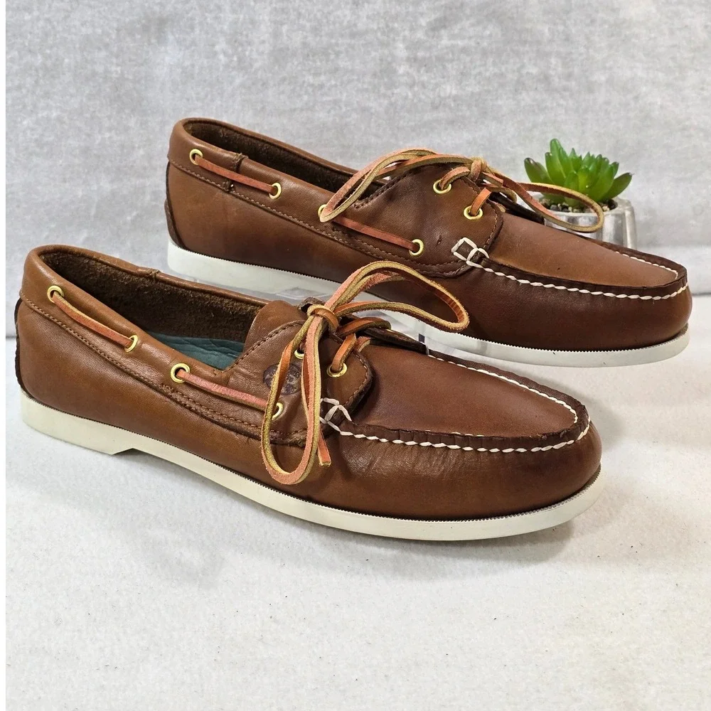 Bass Pro Shops Leather‎ Boat Fishman Shoes Moccasins Laced Deck Shoes Size 12